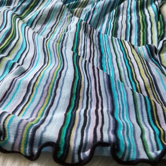 90's Style The Limited Blue Stripe Lettuce Edge Wrap Top S - Picture 8 of 8